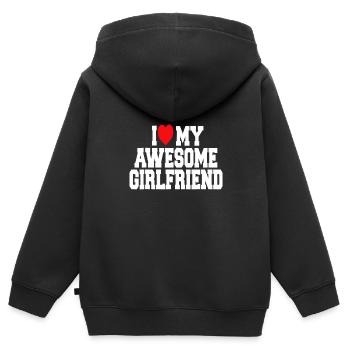 J’aime ma petite amie géniale couples de Saint-Valentin - Sweat Premium à capuche zippé enfant bio - noir - Dos - AI Model Kid Male (0cm)