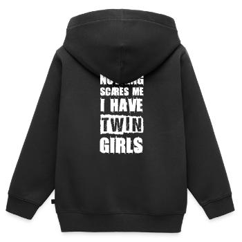 Funny Twin Daughter Mom of Twins Dad of Twins - Kids Premium Organic Zip-up Hoodie - black - Back - AI Model Kid Male (0cm)