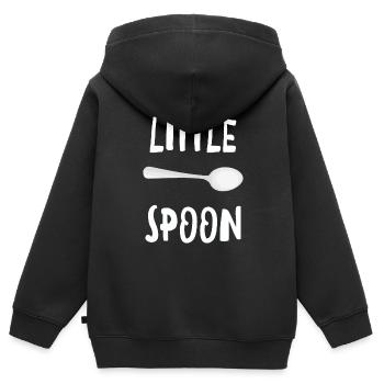 Kleiner Löffel - Lustiges passendes Familienpaar - Kinder Premium Organic Zip Hoodie - Schwarz - Hinten - AI Model Kid Male (0cm)
