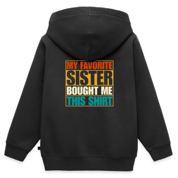 Ma sœur préférée m’a acheté cette chemise - Sweat Premium à capuche zippé enfant bio - noir - Dos - AI Model Kid Male (0cm)