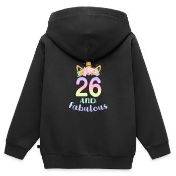 Geschenke zum 26. und fabelhaften 26. Geburtstag von 26 Jahren - Kinder Premium Organic Zip Hoodie - Schwarz - Hinten - AI Model Kid Male (0cm)