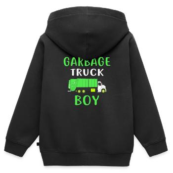 Garbage Truck Boy pour enfants, garçon, fille, tout-petits - Sweat Premium à capuche zippé enfant bio - noir - Dos - AI Model Kid Male (0cm)