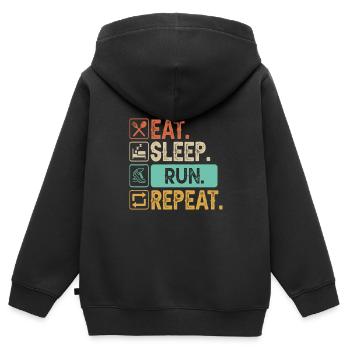 Running Runner - Vintage Retro Eat Sleep Run - Sweat Premium à capuche zippé enfant bio - noir - Dos - AI Model Kid Male (0cm)