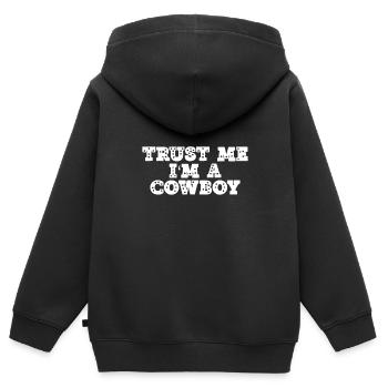 Vertrau mir, ich bin ein Cowboy - Kinder Premium Organic Zip Hoodie - Schwarz - Hinten - AI Model Kid Male (0cm)