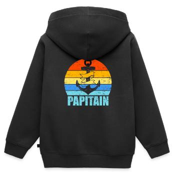 Papitain Capitan Dad Father's Day 2022 For Dad - Kids Premium Organic Zip-up Hoodie - black - Back - AI Model Kid Male (0cm)