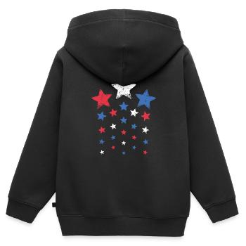 4 juillet Femmes Hommes Mignons Rouge Blanc Bleu Étoiles - Sweat Premium à capuche zippé enfant bio - noir - Dos - AI Model Kid Male (0cm)