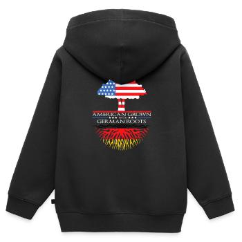 German Roots American Grown Tree Flag USA Deutschland - Kinder Premium Organic Zip Hoodie - Schwarz - Hinten - AI Model Kid Male (0cm)