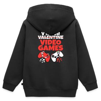 V steht für Videospiele, Valentinstag, lustige Spiele - Kinder Premium Organic Zip Hoodie - Schwarz - Hinten - AI Model Kid Male (0cm)