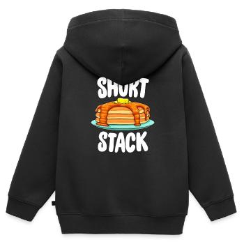 Funny Short Stack Pancake - Cadeau de brunch gastronomique - Sweat Premium à capuche zippé enfant bio - noir - Dos - AI Model Kid Male (0cm)