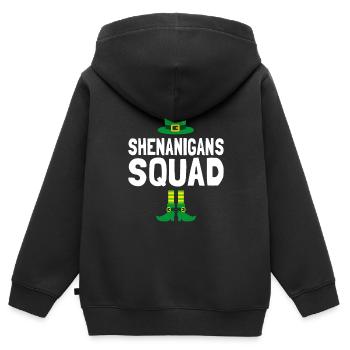 Shenanigans Squad St Patricks Day - Sweat Premium à capuche zippé enfant bio - noir - Dos - AI Model Kid Male (0cm)