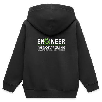 Ingenieur Ich streite nicht Lustiges Ingenieurzitat - Kinder Premium Organic Zip Hoodie - Schwarz - Hinten - AI Model Kid Male (0cm)