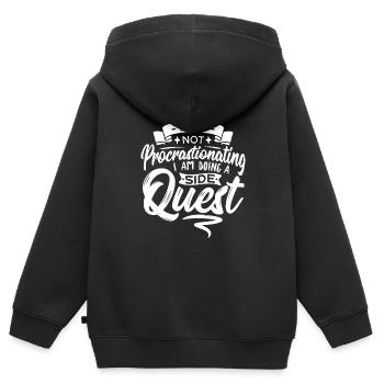 Le joueur procrastine en faisant une quête secondaire - Sweat Premium à capuche zippé enfant bio - noir - Dos - AI Model Kid Male (0cm)