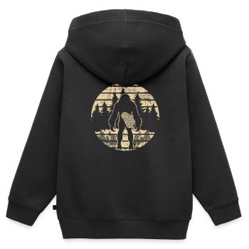 Bigfoot Morel Mushroom Foraging Mycology Shroom - Kids Premium Organic Zip-up Hoodie - black - Back - AI Model Kid Male (0cm)