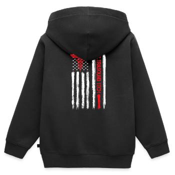 Ultraschall Tech American Flag Cardiac Vascular - Kinder Premium Organic Zip Hoodie - Schwarz - Hinten - AI Model Kid Male (0cm)