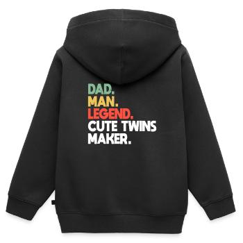 Papa de jumeaux mignons Twins Maker Papa de jumeaux 2023 - Sweat Premium à capuche zippé enfant bio - noir - Dos - AI Model Kid Male (0cm)