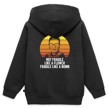 RBG Not Fragile Like A Flower Fragile Like A Bomb - Kids Premium Organic Zip-up Hoodie - black - Back - AI Model Kid Male (0cm)