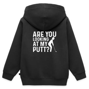 Siehst du dir meinen Putt an - Golfspieler Golfer - Kinder Premium Organic Zip Hoodie - Schwarz - Hinten - AI Model Kid Male (0cm)