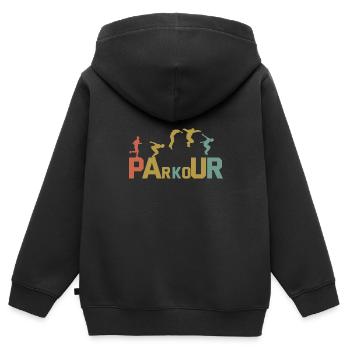 Retro Free Running Parkour - Kids Premium Organic Zip-up Hoodie - black - Back - AI Model Kid Male (0cm)