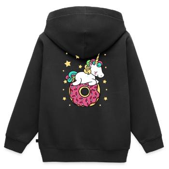 Einhorn Donut Donut Dessert Essen Liebhaber Süßigkeiten - Kinder Premium Organic Zip Hoodie - Schwarz - Hinten - AI Model Kid Male (0cm)