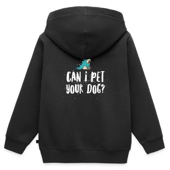 Puis-je caresser votre chien? enfants animaux cadeau amusant - Sweat Premium à capuche zippé enfant bio - noir - Dos - AI Model Kid Male (0cm)