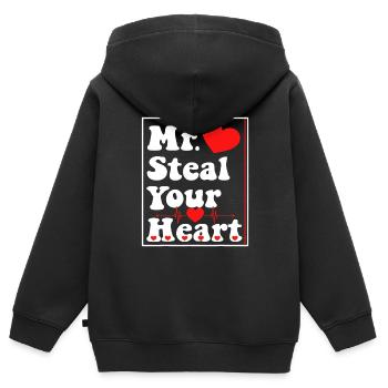 Kinder Mr. Steal Your Heart Valentinstag Jungen Kinder - Kinder Premium Organic Zip Hoodie - Schwarz - Hinten - AI Model Kid Male (0cm)