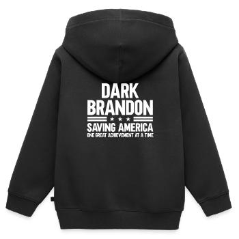 Dark Brandon sauve l’Amérique - Sweat Premium à capuche zippé enfant bio - noir - Dos - AI Model Kid Male (0cm)