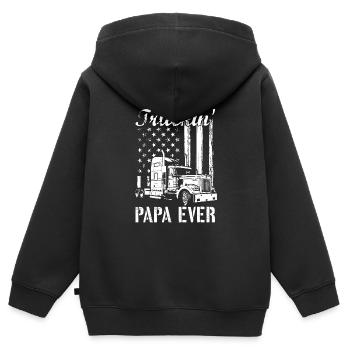 Herren Bester Trucking Papa Ever LKW Fahrer Amerikanisch - Kinder Premium Organic Zip Hoodie - Schwarz - Hinten - AI Model Kid Male (0cm)