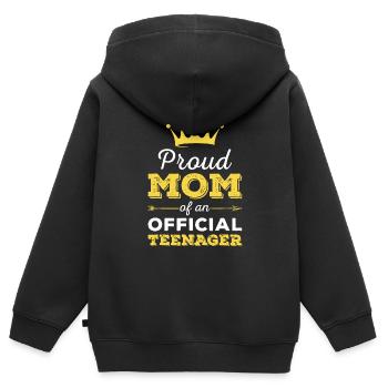Stolze Mutter eines offiziellen Teenagers im Alter von 13 Jahren - Kinder Premium Organic Zip Hoodie - Schwarz - Hinten - AI Model Kid Male (0cm)