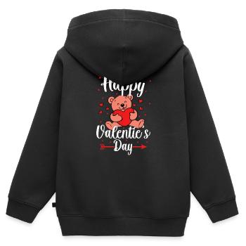 Valentinstag-Shirt, Alles Gute zum Valentinstag - Kinder Premium Organic Zip Hoodie - Schwarz - Hinten - AI Model Kid Male (0cm)