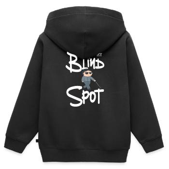 Tu es dans mon angle mort - Déficience visuelle - Sweat Premium à capuche zippé enfant bio - noir - Dos - AI Model Kid Male (0cm)