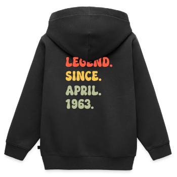 60 Jahre alte Legende seit April 1963 60. Geburtstag - Kinder Premium Organic Zip Hoodie - Schwarz - Hinten - AI Model Kid Male (0cm)