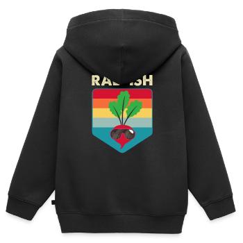 Rad-ish Lustiger Rettich-Liebhaber Veganes vegetarisches Essen - Kinder Premium Organic Zip Hoodie - Schwarz - Hinten - AI Model Kid Male (0cm)