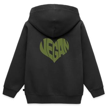 Vegan Dicton Conception de forme de cœur / Promouvoir la plante - Sweat Premium à capuche zippé enfant bio - noir - Dos - AI Model Kid Male (0cm)