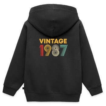 Millésime 1987 36ème anniversaire Cadeau Hommes Femmes 36 ans - Sweat Premium à capuche zippé enfant bio - noir - Dos - AI Model Kid Male (0cm)