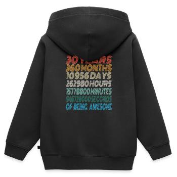 Cadeau 30e anniversaire né en 1990 Hommes Femmes Rétro - Sweat Premium à capuche zippé enfant bio - noir - Dos - AI Model Kid Male (0cm)