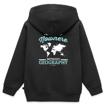 Wir wären alle nirgendwo ohne Geografie Lustige Schule - Kinder Premium Organic Zip Hoodie - Schwarz - Hinten - AI Model Kid Male (0cm)