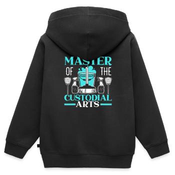 Meister der Hausmeisterschule der Verwahrungskünste - Kinder Premium Organic Zip Hoodie - Schwarz - Hinten - AI Model Kid Male (0cm)