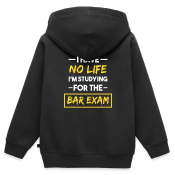 Chemise d’examen de bar Drôle de cadeaux de fin d’études de droit - Sweat Premium à capuche zippé enfant bio - noir - Dos - AI Model Kid Male (0cm)