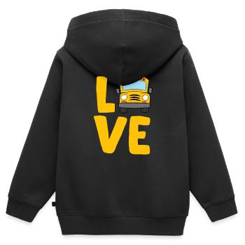 Love Chauffeur d’autobus scolaire Chauffeur d’autobus scolaire - Sweat Premium à capuche zippé enfant bio - noir - Dos - AI Model Kid Male (0cm)
