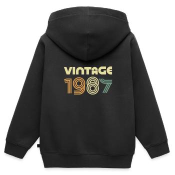 Vintage 1987, 34th Birthday Gift - Kids Premium Organic Zip-up Hoodie - black - Back - AI Model Kid Male (0cm)