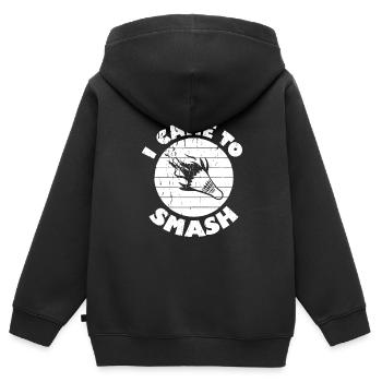 Ich bin gekommen, um Badmintonspieler zu zerschmettern - Kinder Premium Organic Zip Hoodie - Schwarz - Hinten - AI Model Kid Male (0cm)