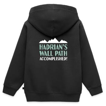 Hadrianswall-Pfad Vollendetes Wandern Wandern - Kinder Premium Organic Zip Hoodie - Schwarz - Hinten - AI Model Kid Male (0cm)