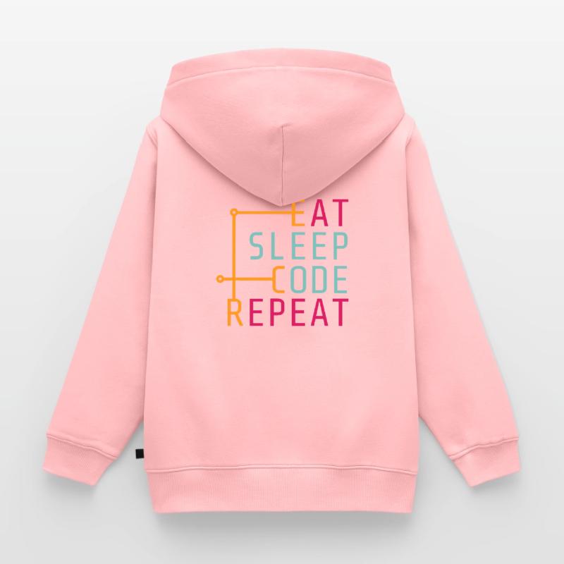 Eat Sleep Code Repeat - Coder Developer Computer Kids Premium Organic Zip-up Hoodie