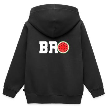 Watermelon Bro Cute Summer Vacation Brother - Kids Premium Organic Zip-up Hoodie - black - Back - AI Model Kid Male (0cm)