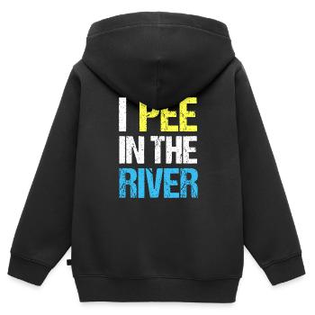 Je fais dans la rivière drôle d’été - Sweat Premium à capuche zippé enfant bio - noir - Dos - AI Model Kid Male (0cm)