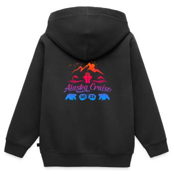 Croisière en Alaska 2023 Voyage d’été en famille - Sweat Premium à capuche zippé enfant bio - noir - Dos - AI Model Kid Male (0cm)