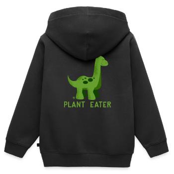 Cute Dinosaur Plant Eater - Vegetarian Vegan - Kids Premium Organic Zip-up Hoodie - black - Back - AI Model Kid Male (0cm)