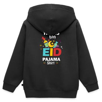 Ceci est mon pyjama de l’Aïd, Ramadan Kareem - Sweat Premium à capuche zippé enfant bio - noir - Dos - AI Model Kid Male (0cm)