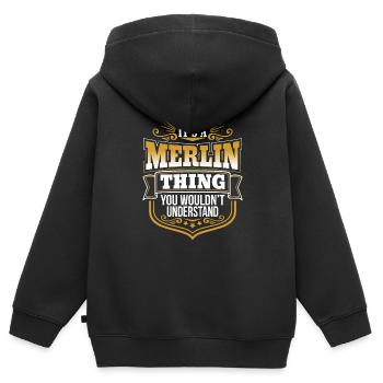 C’est une chose Merlin que vous ne comprendriez pas - Sweat Premium à capuche zippé enfant bio - noir - Dos - AI Model Kid Male (0cm)