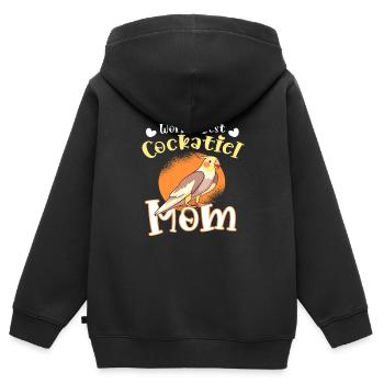 Le meilleur amoureux des oiseaux Cockatiel Mom au monde - Sweat Premium à capuche zippé enfant bio - noir - Dos - AI Model Kid Male (0cm)